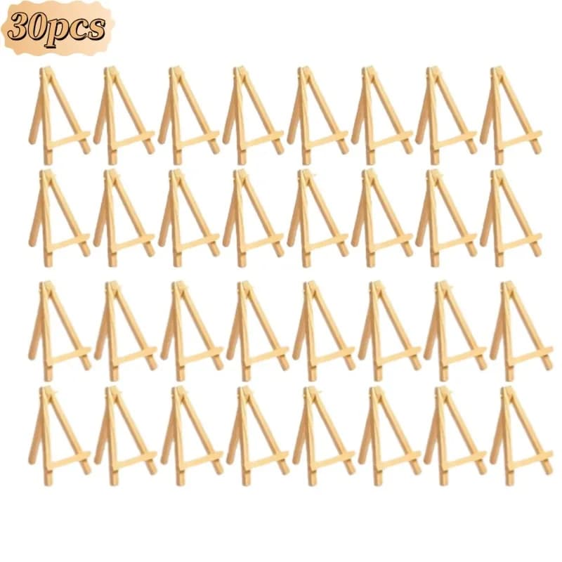 30Pcs Mini Wooden Easel Stands A-Frame Tabletop Painting Display Triangle Stands Mobile Phone Tablet Stand Home Desk Decoration