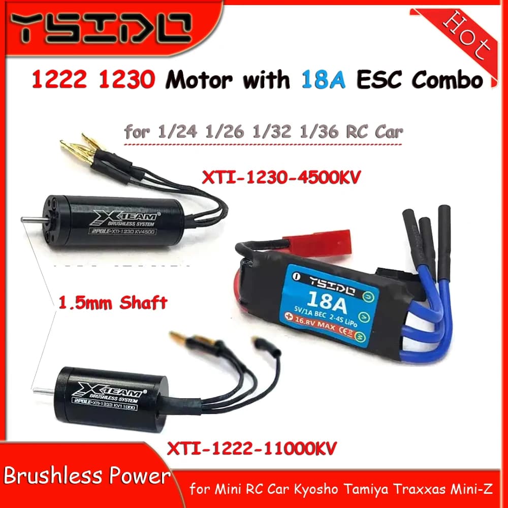 X-TEAM 1222 11000KV 1230 4500KV Mini Motore Brushless con 18A ESC Combo per 1/24 1/26 1/32 1/36 RC Auto Kyosho Tamiya Traxxas Mini-Z