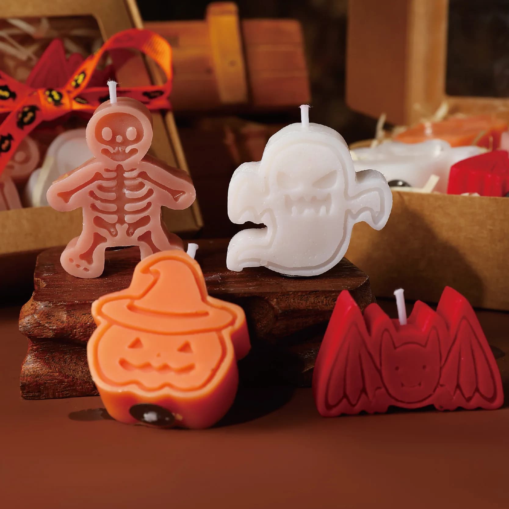 Halloween Gift Pipistrello Fantasma Candle Pumpkin Shaped Candle Home Decoration Fantasma Festival m
