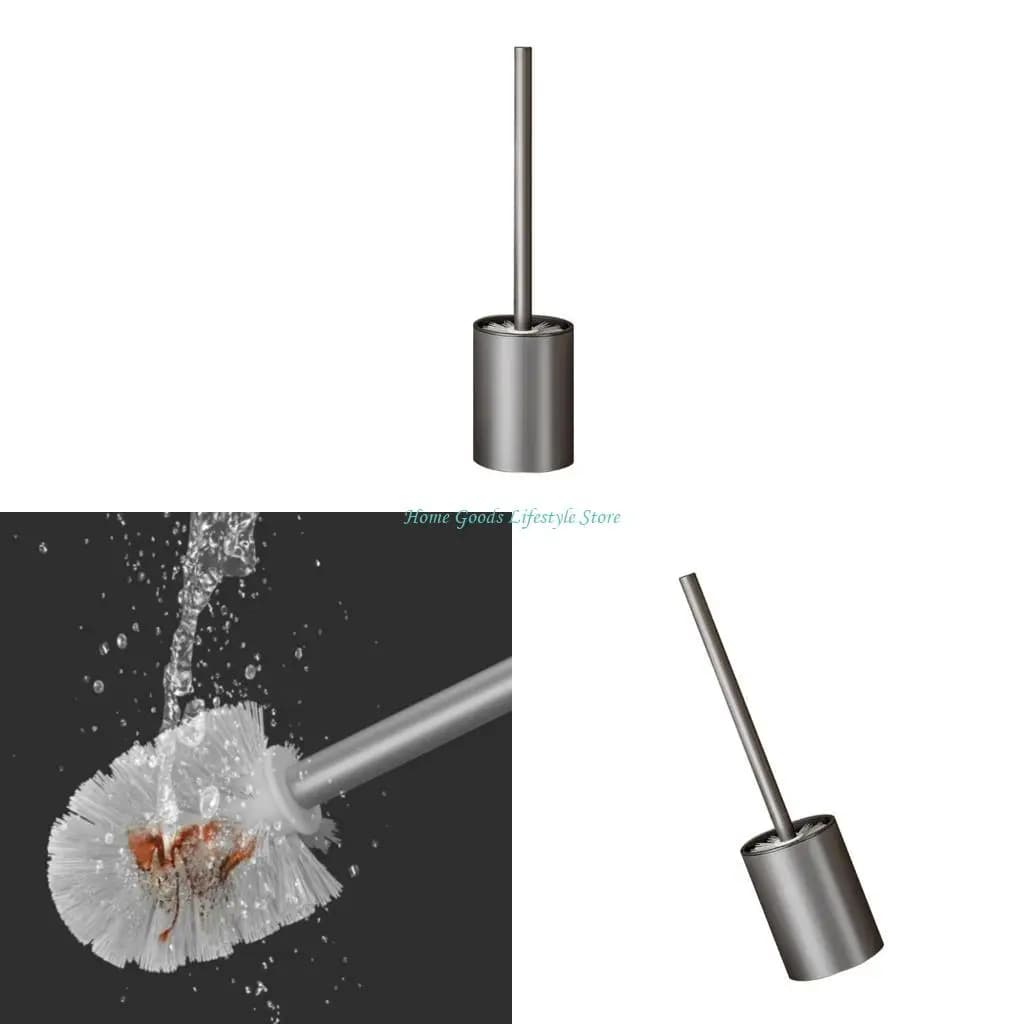 E74E Scopino per WC in alluminio per bagno Design antiruggine Lavapavimenti per WC con supporto Montaggio a parete o adesivo per