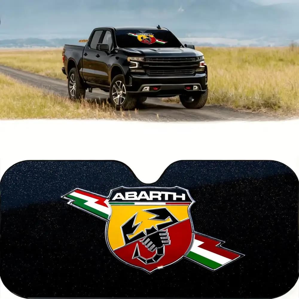 Parasole con logo A-AbarthS-S, protezione UV in lamina di alluminio riutilizzabile, isolamento termico a tre strati, parasole per parabrezza