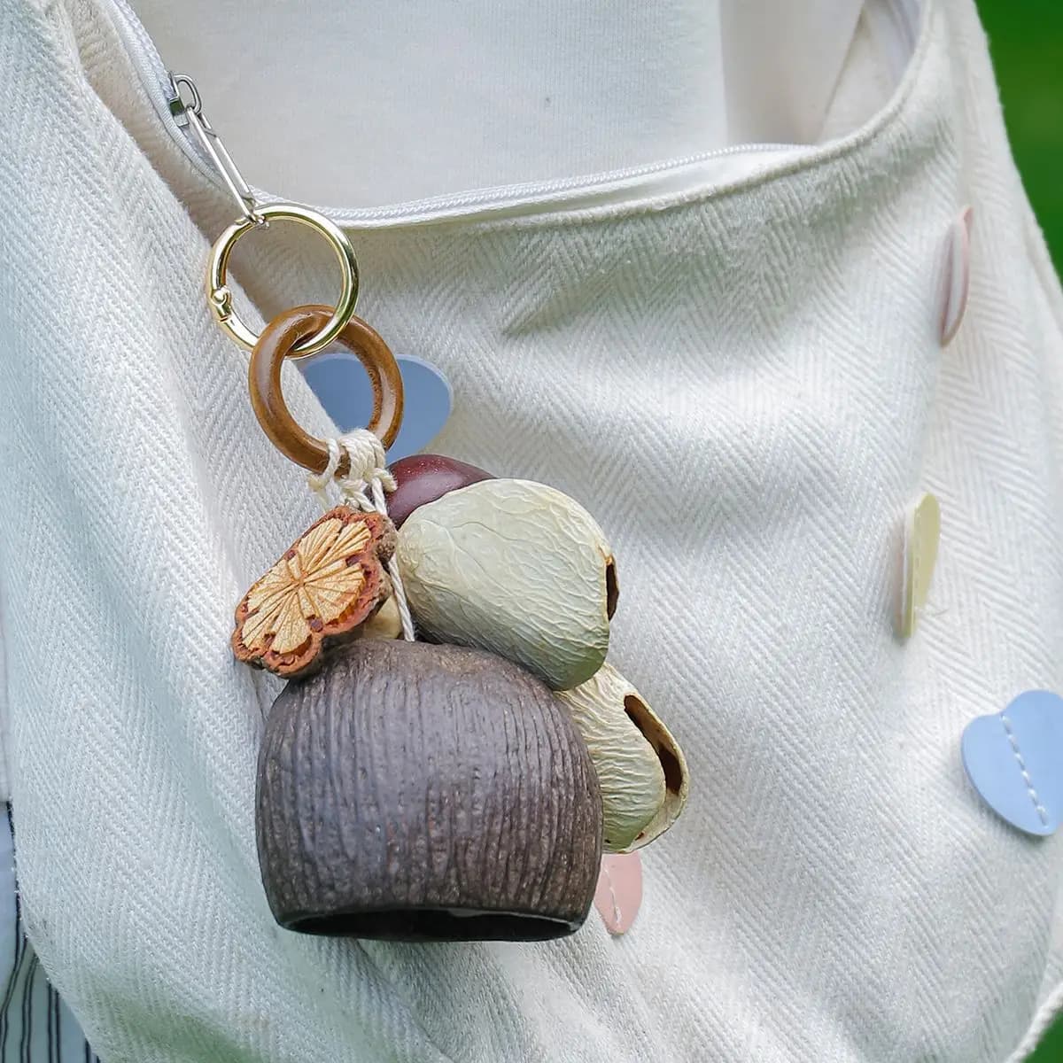 Natural Handmade Plant Seed Mini Wind Chime Portable Bell Pendant For Yard Garden Decor Bag Keychain Ornament