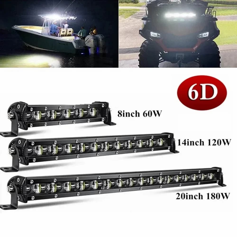 LED Light Bar 6D Ultra Strip 8 "14" 20 "Popular Lamp Slice Driving Light Working Light LED Bar 4x4 for Motor Off Road SUV ATV Tractor