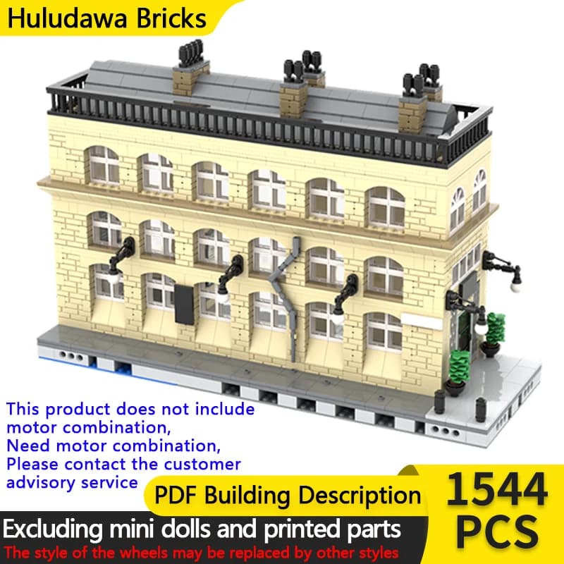City Street View Model MOC Building Bricks Train Station Coffee Stand Modular Technology Children Holiday Gift Assemble Toy Suit