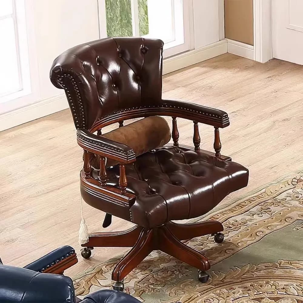 Genuine Leather Modern Office Chair Wheels Luxury Computer Gaming Chair Lounge Ergonomical Chaise De Bureau Home Furniture