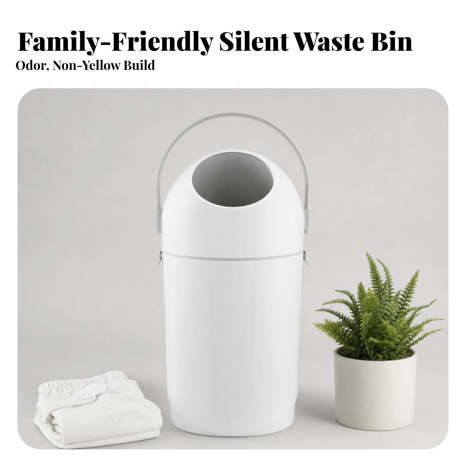 Diaper Waste Bin with Rotating Lid Portable Diaper Pail Trash Can Ergonomic Easy to Clean for Parents, Nursery, Bathroom