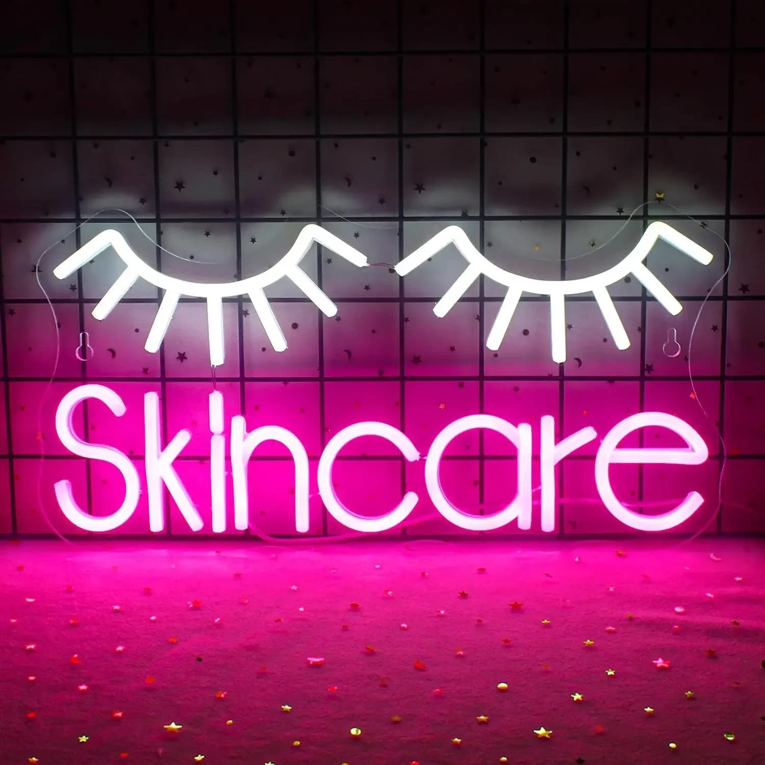 Insegna Luminosa a LED Neon USB Dimmerabile a Forma di Ciglia, Decorazione da Parete per Salone di Bellezza, Specchiera, Soggiorno, Regali