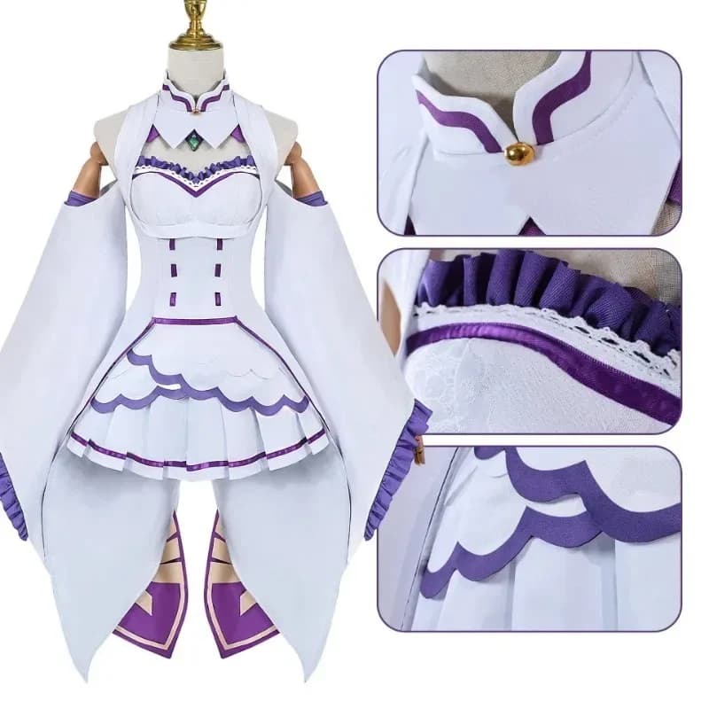 Anime Re Life in A Different World From Zero Emilia Costume completo di oggetti di scena cosplay Accessori per feste di festa Setx;8's,6;