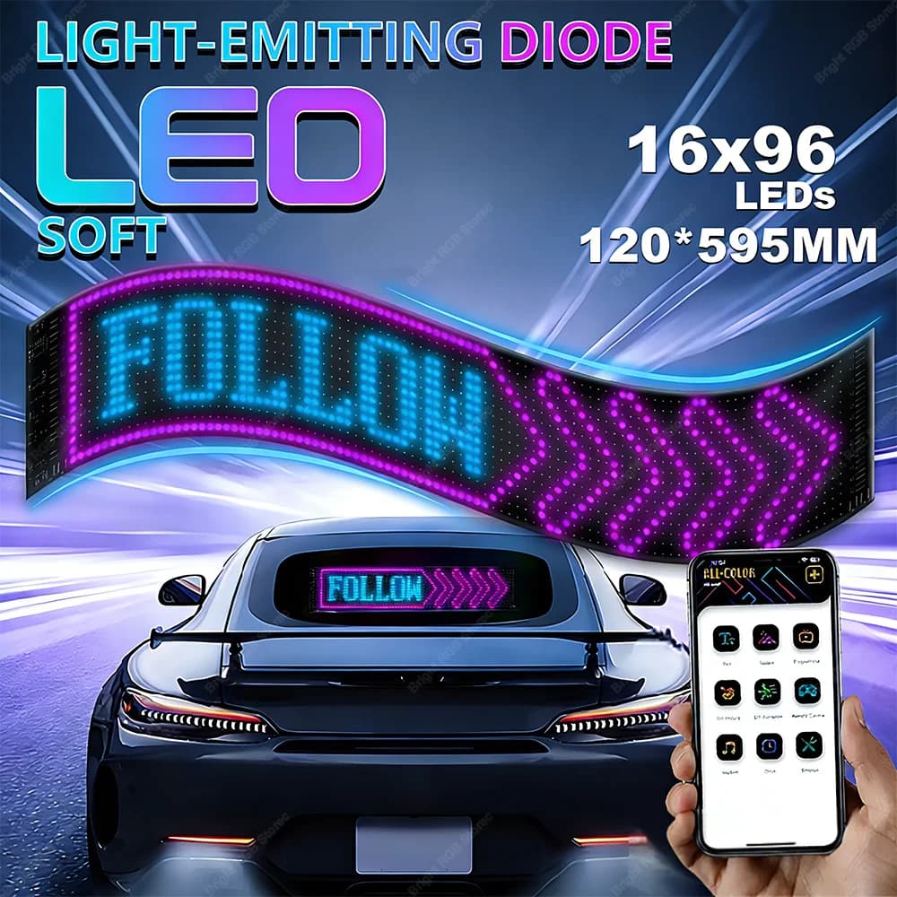 USB 5V Bluetooth Truck Car Devil Eye LED Sign Scrolling Advertising Custom Text Logo Light with App Control Pattern Animation
