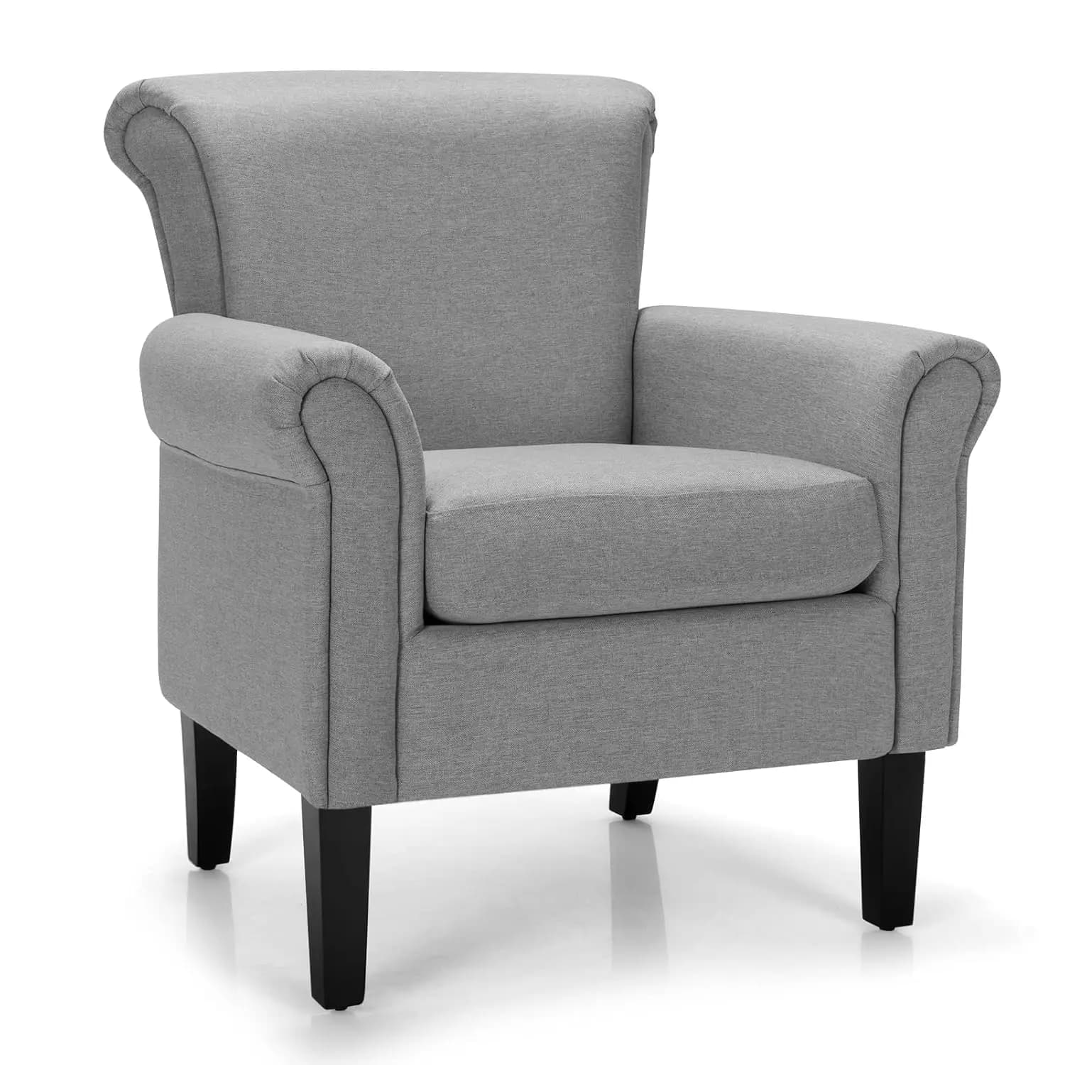Modern Fabric Accent Chair w/Adjustable Foot Pads & Overstuffed Backrest, Single Sofa w/Soft Cushion for Bedroom Reading & Nurse