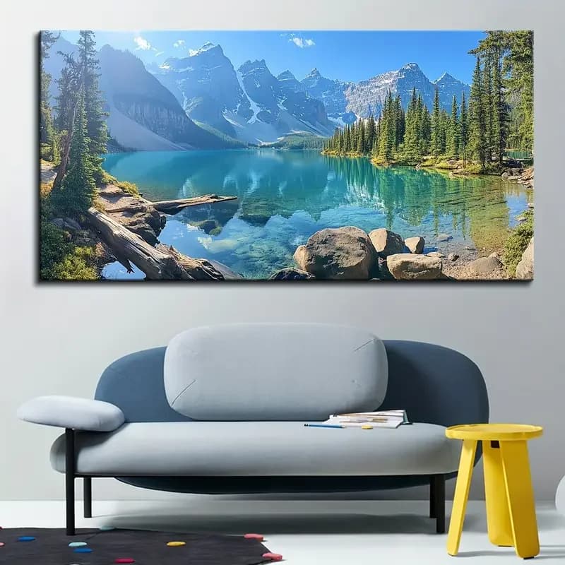1.5 Inch No Frame, Colorado Murals, Snowy Mountains And Lake Moran National Park, Landscape Modern Art Oil Pa
