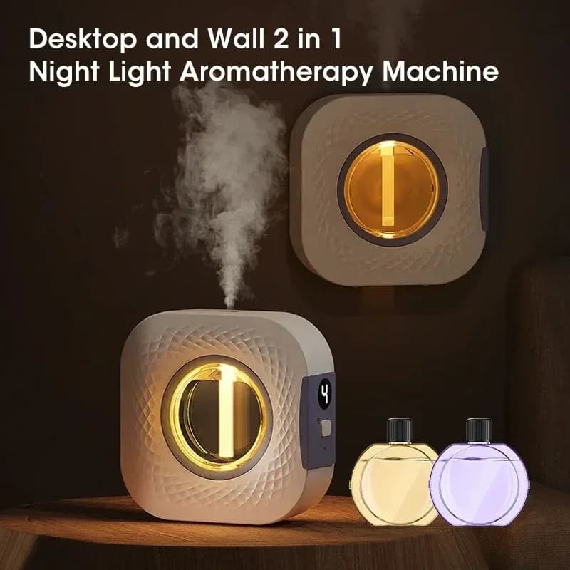 Purificatore d'aria con diffusore di aromi intelligente con display digitale, ricarica USB a 4 marce, montaggio a parete, compatibile con oli essenziali da tavolo