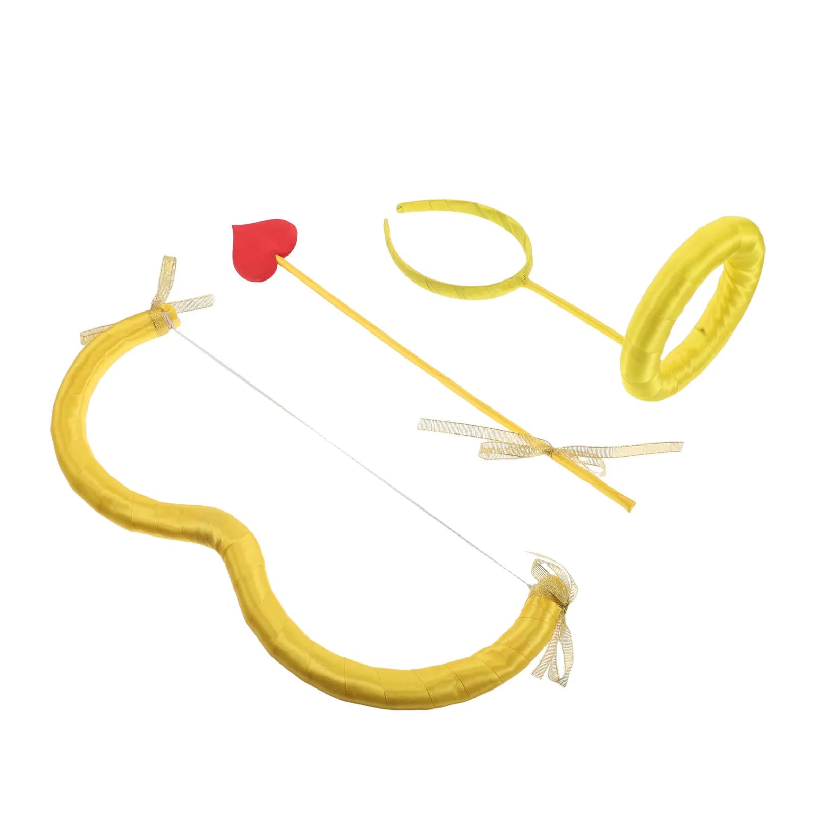 1Set Cupid Costume Props Mini Bow Arrow Headband Yellow Valentine Cosplay Party Valentines Day Wedding Photo Prop Accessories