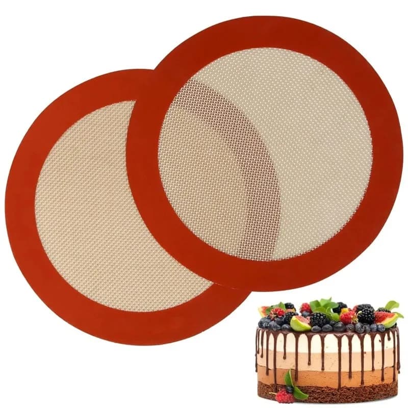 Tappetino da forno in silicone rotondo natalizio Fodere riutilizzabili antiaderenti per friggitrice ad aria, forno, teglie per torte/pizza/pastateria/biscotti