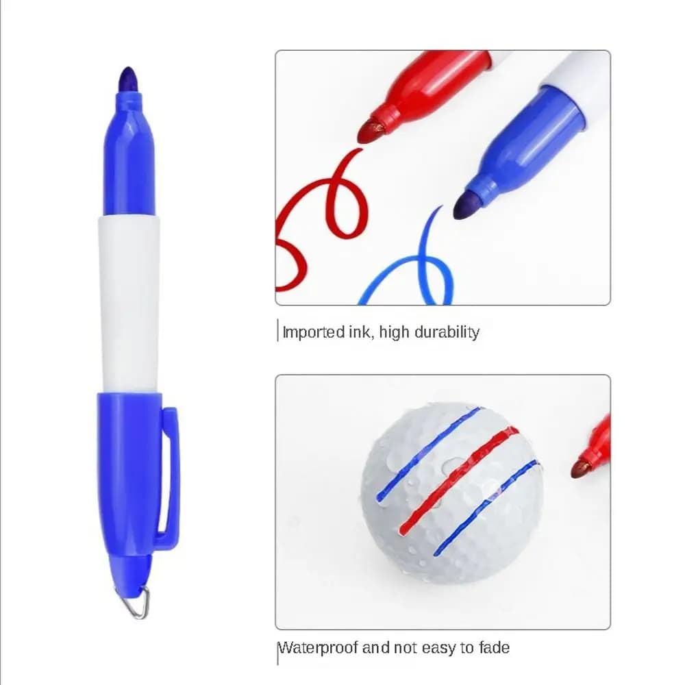 1 Set With 2 Pens Golfs Ball Line Marker Marking Line Portable Golf Scribe Template Double-sided Marking Golf Ball Marker Pen