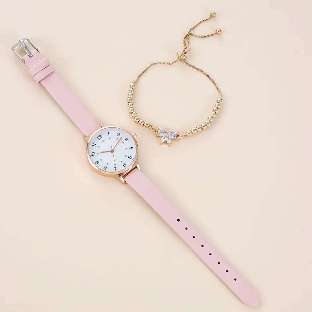 1 set di braccialetti per orologi da donna, eleganti, semplici, leggeri, portatili, alla moda, orologio da polso, orologio al quarzo da donna