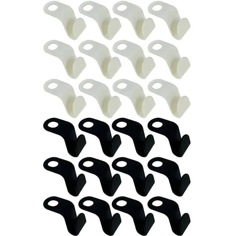 A84X-Gancio appendiabiti bianco e nero, ganci in plastica robusti, appendiabiti per guardaroba, salvaspazio