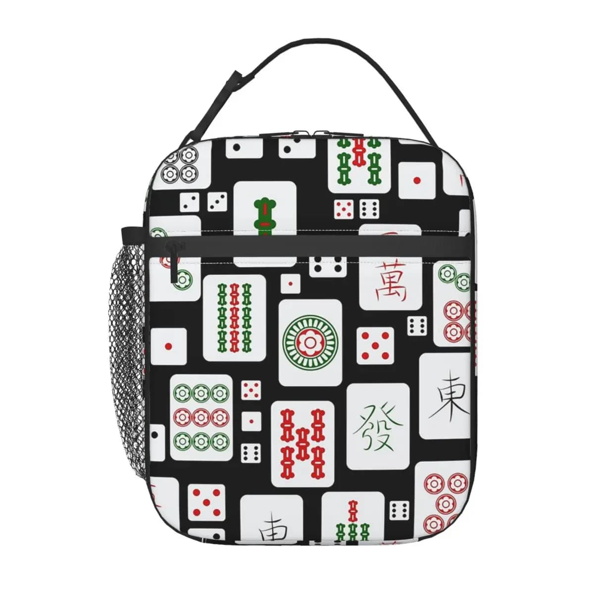 Mahjong Tile Pattern Insulated Lunch Bag for Women Children Leakproof Food Boxes Thermal Lunch Box Tote