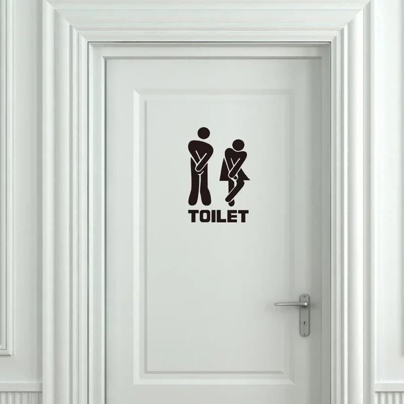 2Pcs Creative Funny Toilet Wall/Door Stickers Bathroom Decoration Vinyl Home Decor Decals Waterproof Poster Wallpaper On Wall