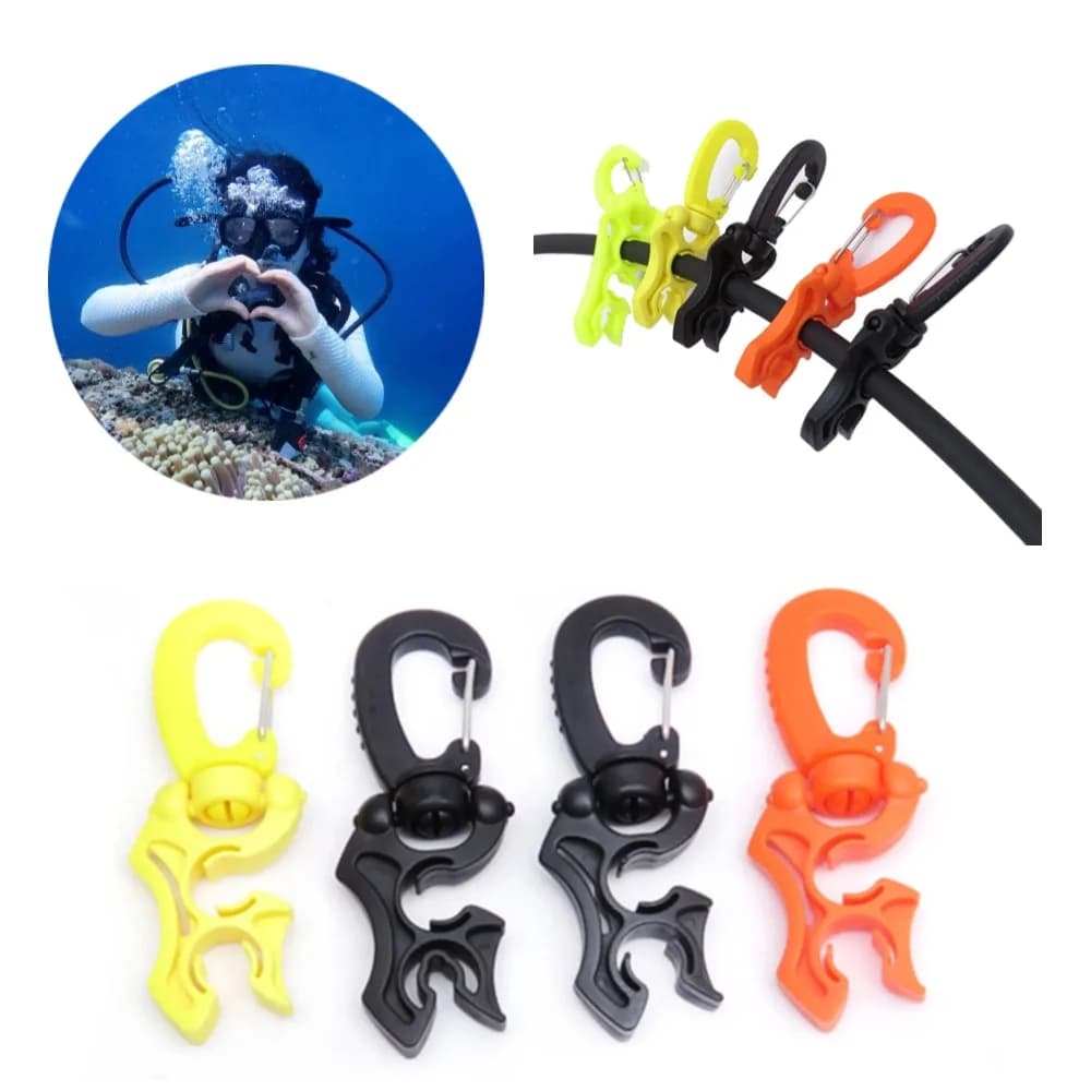 Scubas Diving Double Hose Clip for Dive Double BCD Support for Flexible Hose Clip Regulator Stop Buckle Snorkeling Hook