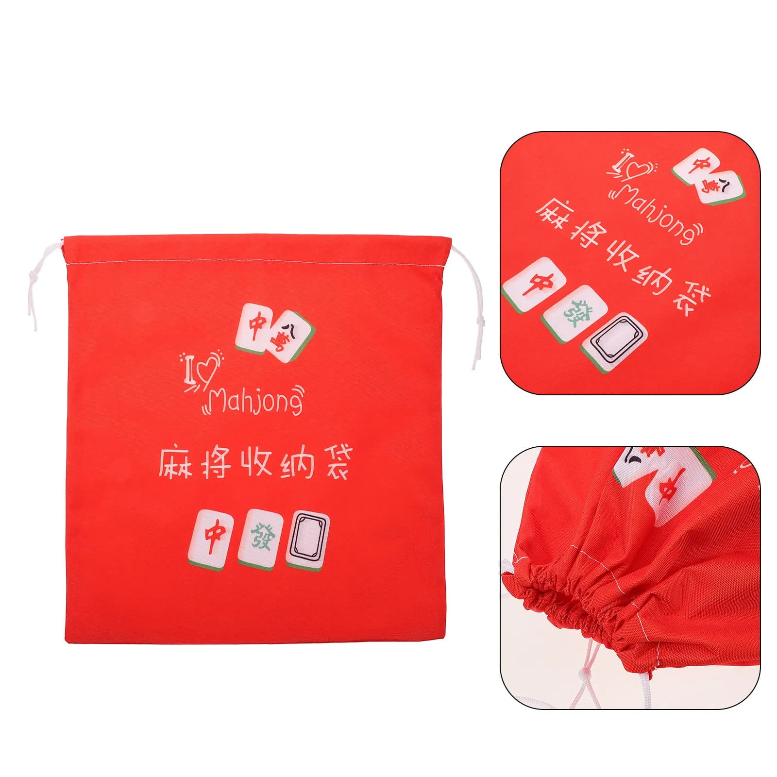 Elegante Borsa Portaoggetti per Mahjong in Tessuto Oxford Resistente, Organizer Portatile con Coulisse per Tessere e Accessori, Borsa per Gioco del Mahjong