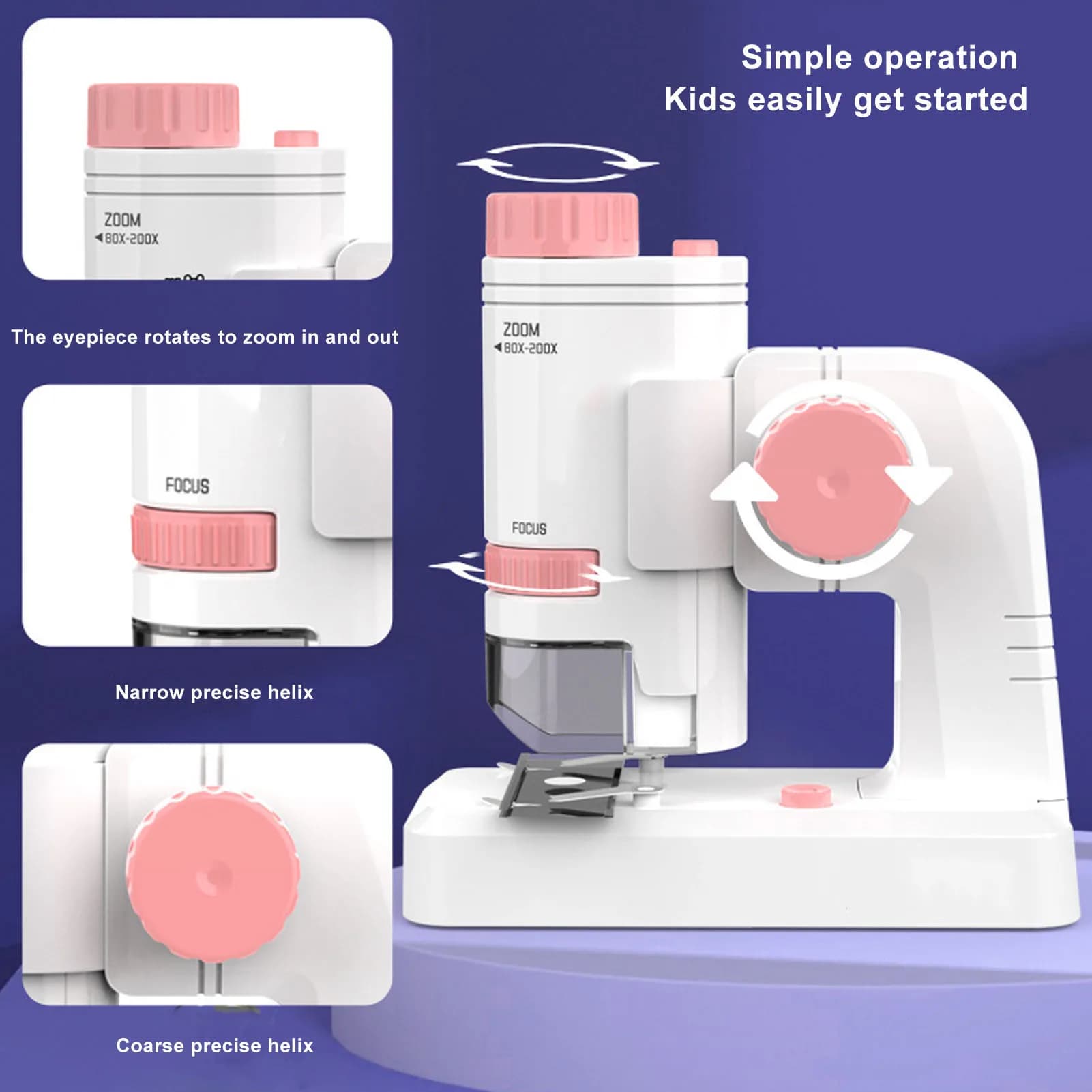 Microscopio 2 in 1 ad Alta Definizione, Leggero, in ABS con Lenti Ottiche, Microscopio Portatile con Luce LED per Uso Domestico