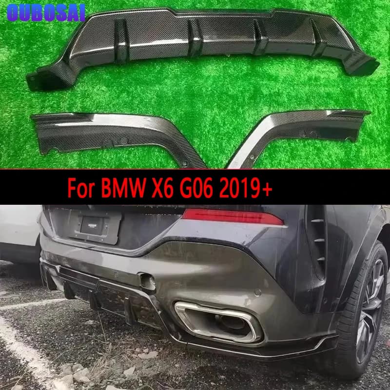 For BMW X6 G06 2019+ Carbon Fiber Car Rear Bumper Diffuser Rear Splitters Spoiler Back lip Body Kit