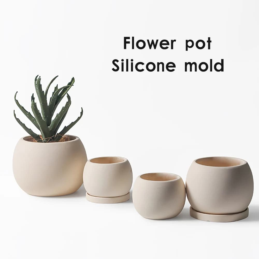 Semplice rotondo sferico vaso di fiori in cemento stampo in gel di silice pianta succulenta piccolo vaso di ceramica stampo per vaso di fiori in cemento di grande diametro