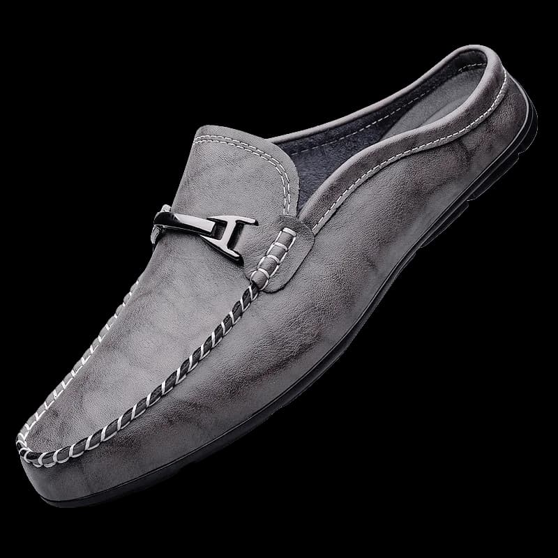 Mocassini da uomo senza lacci con fibbia, scarpe casual antiscivolo in pelle per la guida, estive da esterno
