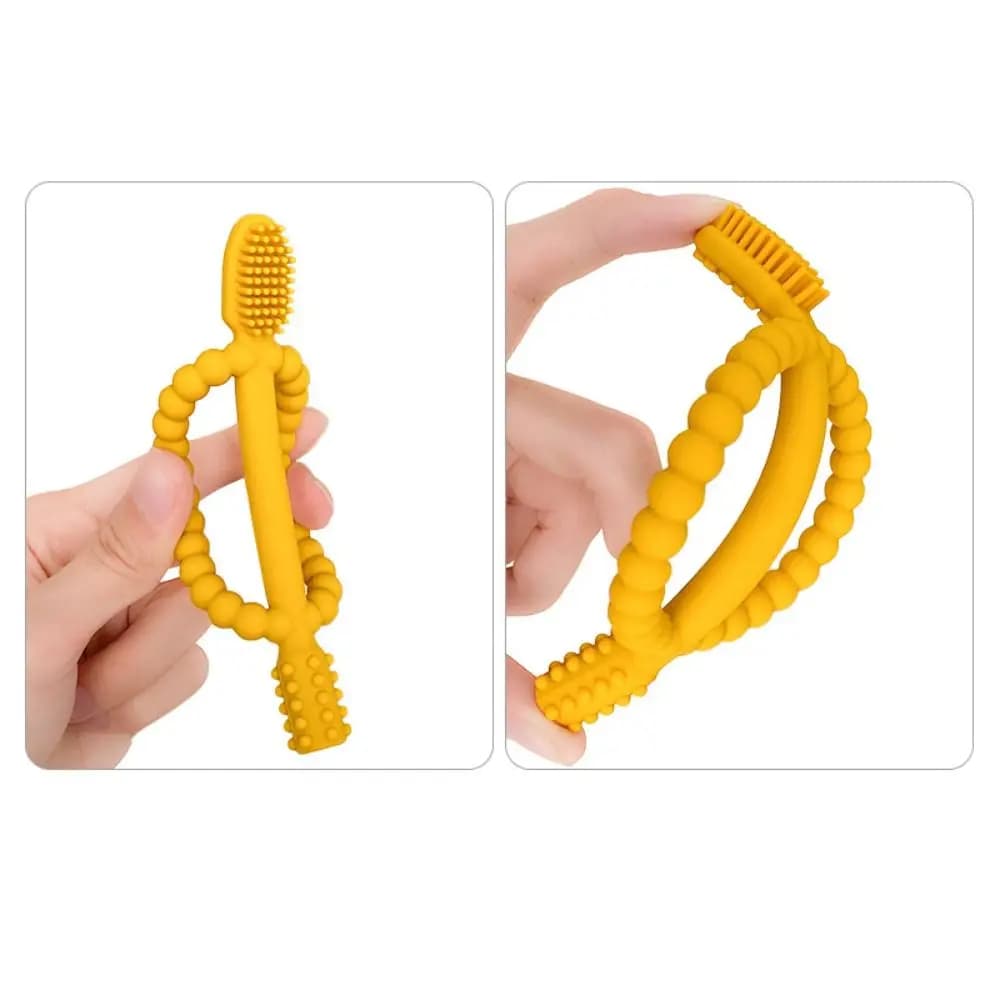 Massaggiagengive in Silicone Alimentare Premium con Impugnatura Facile da Tenere, per Sollievo dalla Dentizione, Massaggio Gengivale Testurizzato, Spazzolino per Neonati, Asilo Nido