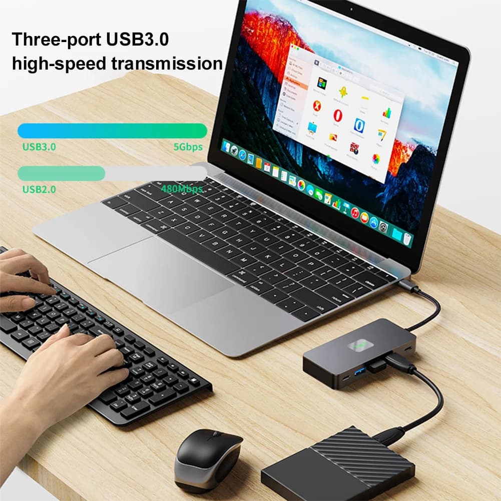 Docking station USB C 7 in 1 Monitor doppio compatibile con HDMI Dock USB C da 100 W 3 * USB3.0 e 1 * USB-C con 2 porte compatibili HDMI 4K