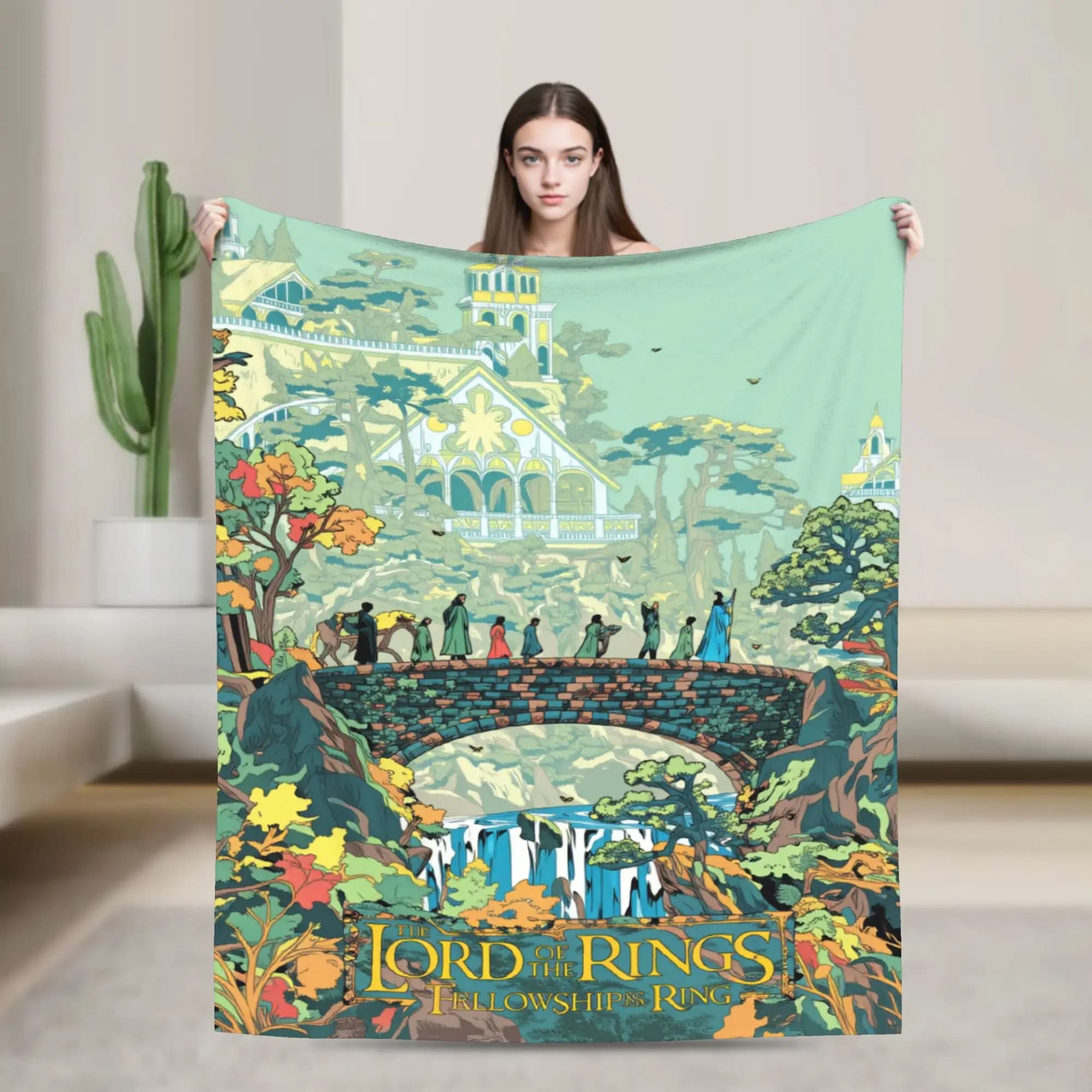 L-Lords Of The R-Rings Coperta di flanella Biancheria da letto morbida e calda invernale per ragazze Ragazzi Copriletto per divano letto alla moda all'aperto