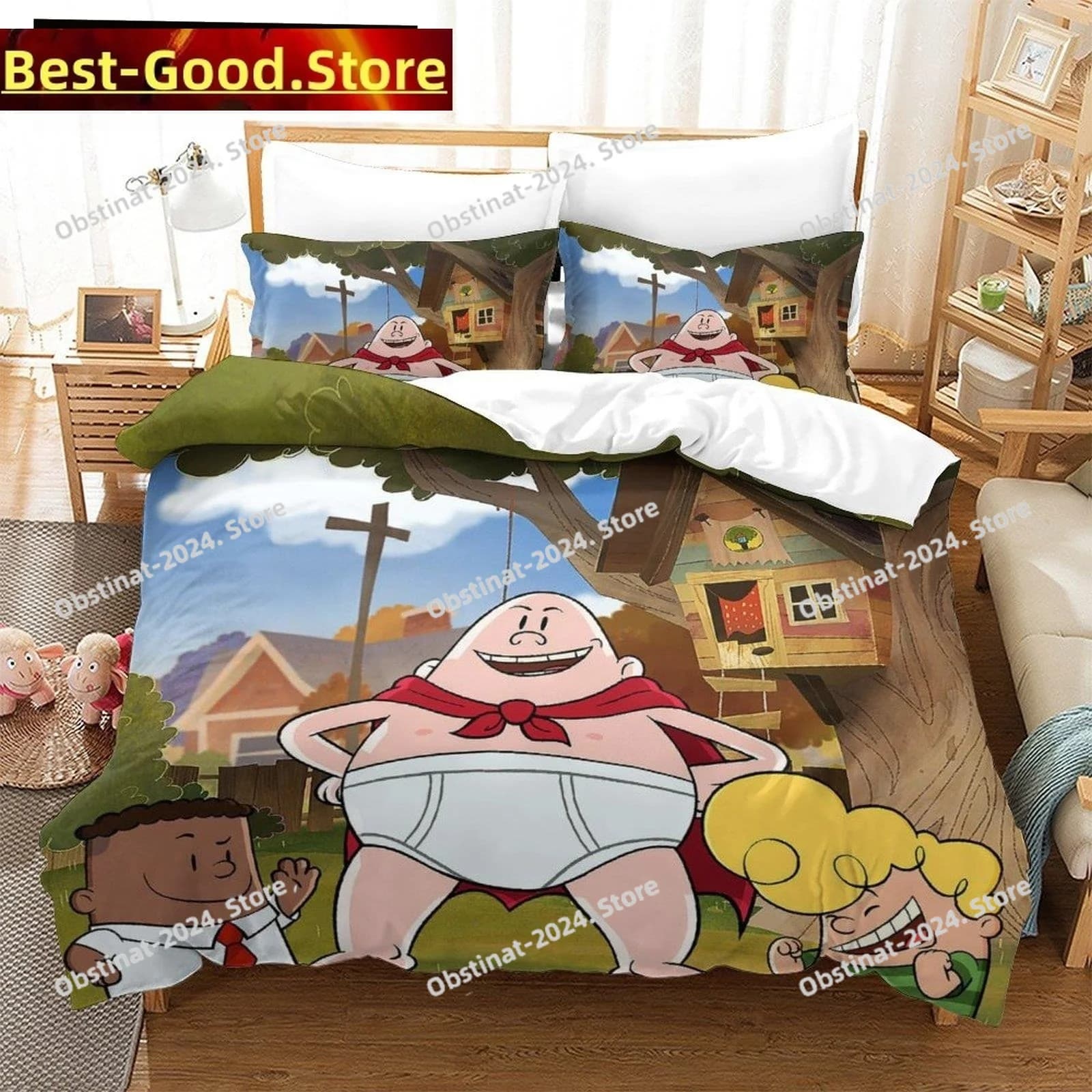 Fashion Cartoon Kawaii Captain Underpants Bedding Set Single Twin Full Queen King Size Bed Set Adult Kid Bedroom Duvetcover Sets