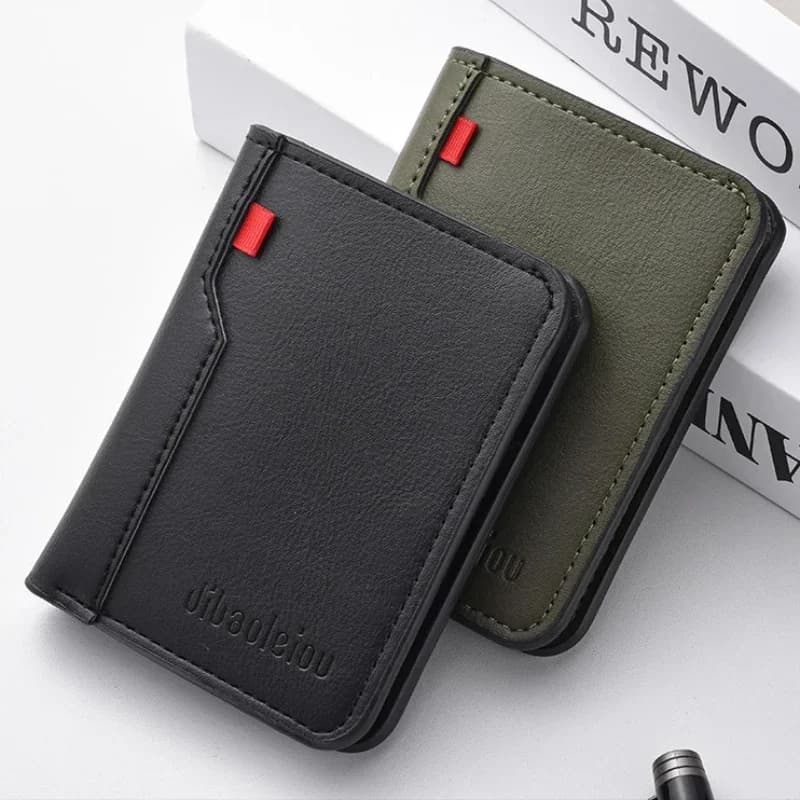 1Pc New Ultra-thin Mini Soft PU Leather Credit Card Wallet Holder Short Vertical High Quality Men's Small Short Wallets Purse