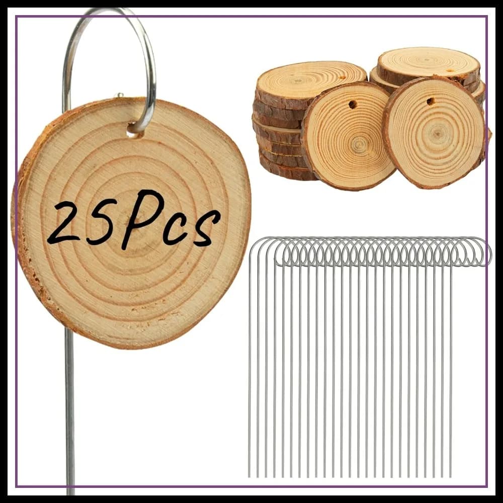 25 Etichette in Legno per Piante con Pennarello, Marcatori da Giardino per Fiori, Erbe, Piante in Vaso, Semi