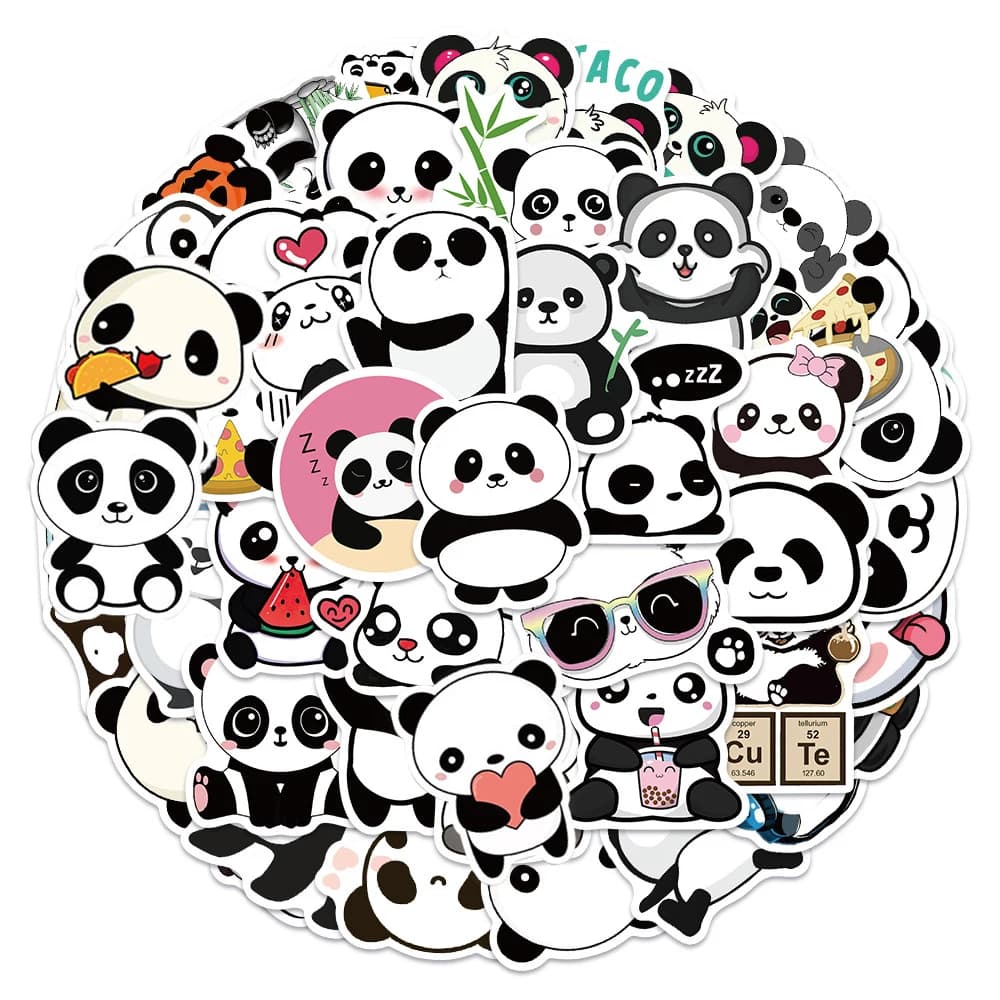 10/30/50pcs Animale Sveglio Panda Del Fumetto Adesivi Divertente Creativo Graffiti Decalcomanie Bagagli Notebook Telefono Adesivo Impermeabile Giocattolo Regalo