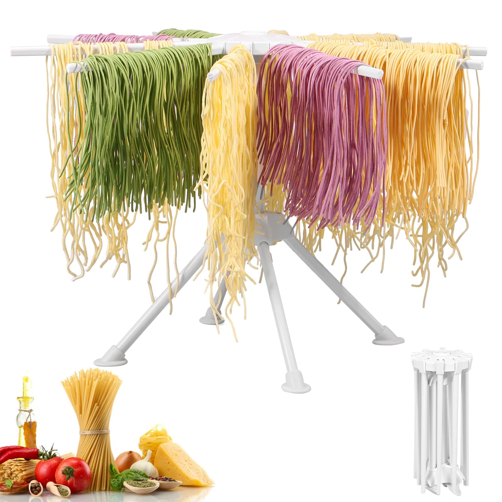 Collapsible Pasta Drying Rack Kitchen Folding Homemade Fresh Spaghetti Stand Dryer Noodle Hanger Cooking Tools Easy Storage