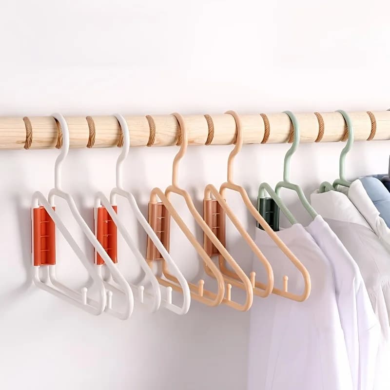 5 piece folding clothes hanger, space saving organizer for wardrobe with clothes hangers, anti slip design, suitable for home wardrobe
