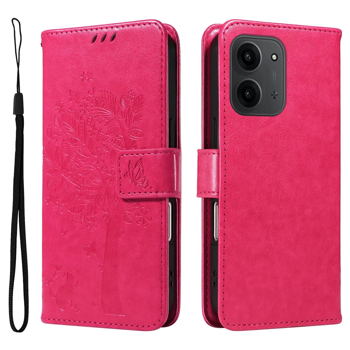 Per Xiaomi Redmi 15C 5G (EU) (173mm) / 15C 4G (EU) (173mm) Custodia per telefono con supporto Portafoglio in pelle con motivo albero di gatto -