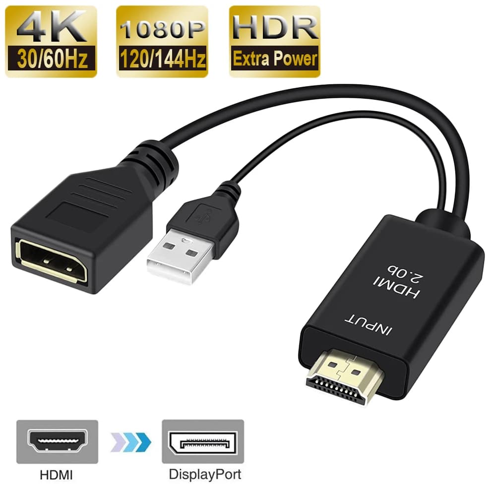 Best HDMI Adapter at DisplayPort 4K 60Hz 2026, HDMI 2.0 Male Converter Cable at DisplayPort 1.4 Female 1080P 120Hz for PC