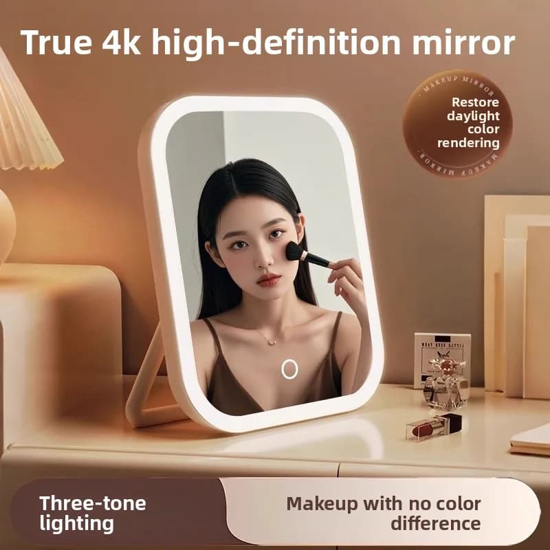 Specchio da Trucco LED Completo con Lampada, Luce di Riempimento, Nuovo Stile Ins, per Dormitorio, da Tavolo, Pieghevole