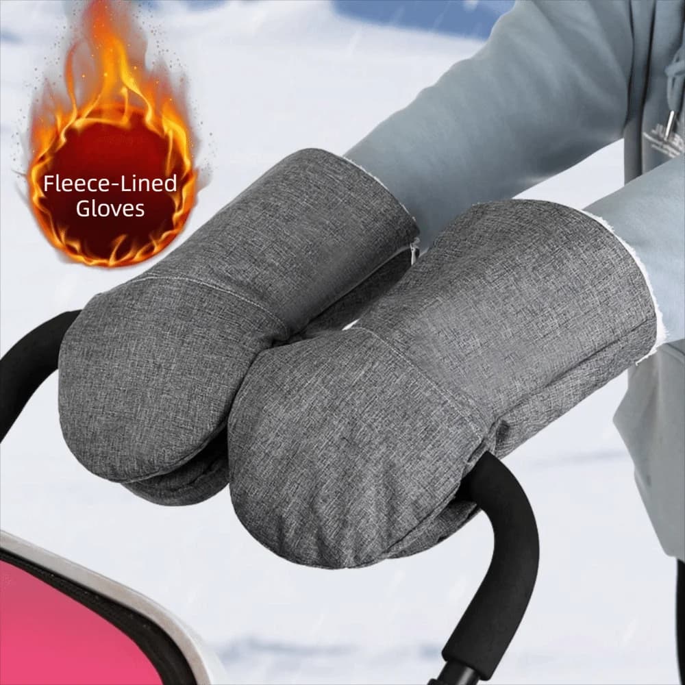 Guanti Invernali Caldi Foderati in Pile per Passeggino, Impermeabili in Nylon, Scaldamani Spessi per Carrozzina con Chiusura a Cerniera Regolabile
