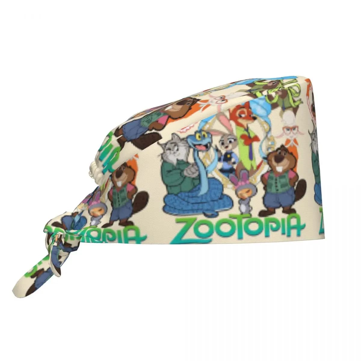 Cappello da Lavoro Personalizzabile Zootopia Friends Anime, Berretto Chirurgico per Donne e Uomini, Cappello da Infermiere, Dottore, Chirurgo, Dentista