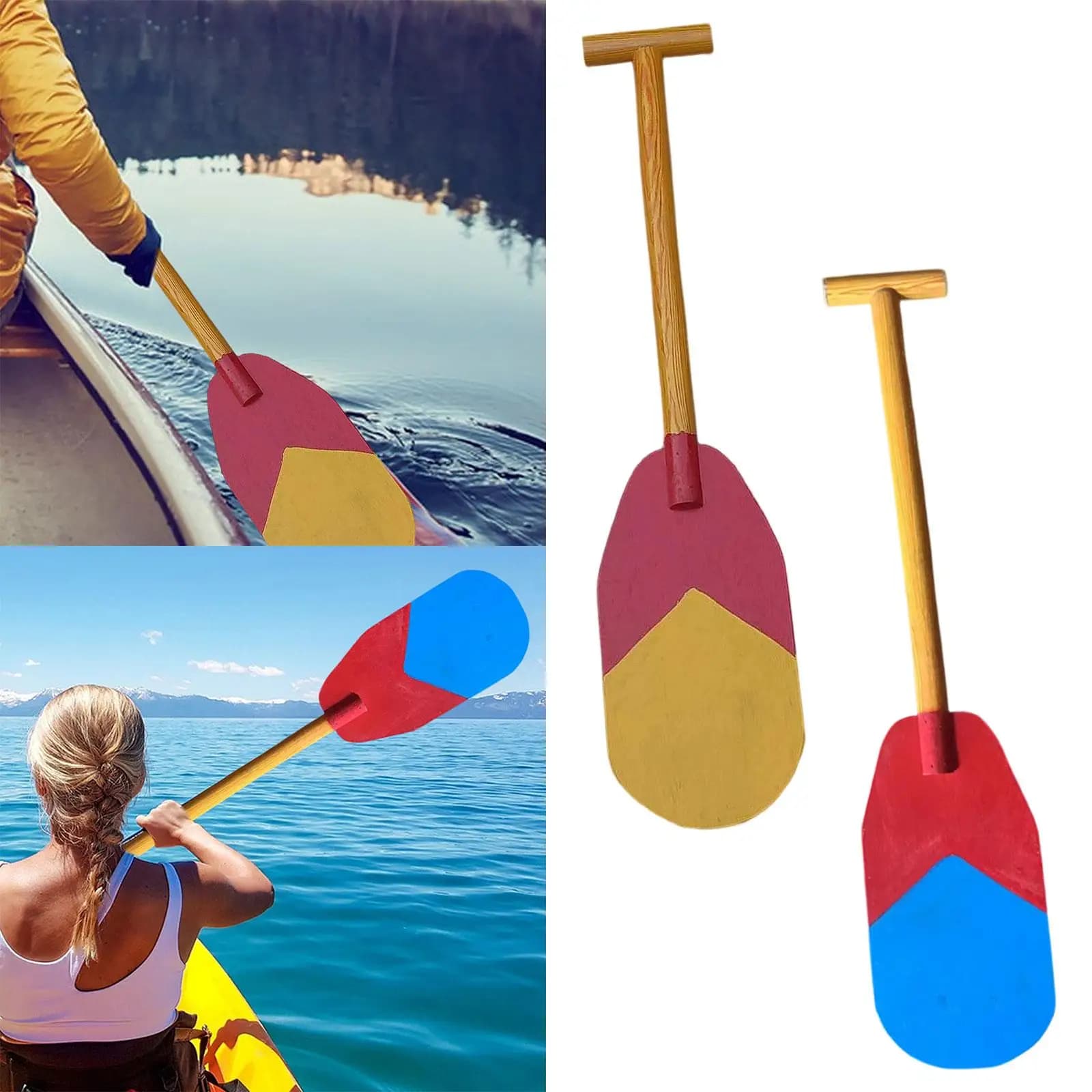 Pagaia per bambini in legno leggera fatta a mano da 23,6 pollici per kayak per bambini per gare di barche drago Spettacolo di danza a remi