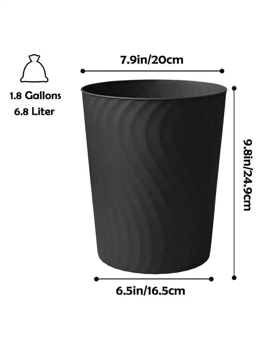 Small Plastic Trash Can 1.8 Gallons Round Waste Basket For Bathroom Kitchen Dorm Office