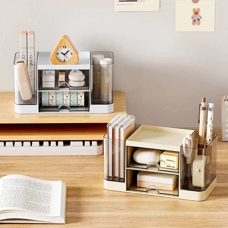 Scatola portaoggetti da scrivania con cassetti, organizer per forniture da ufficio, accessori tecnici, portaoggetti da scrivania multi-scomparto