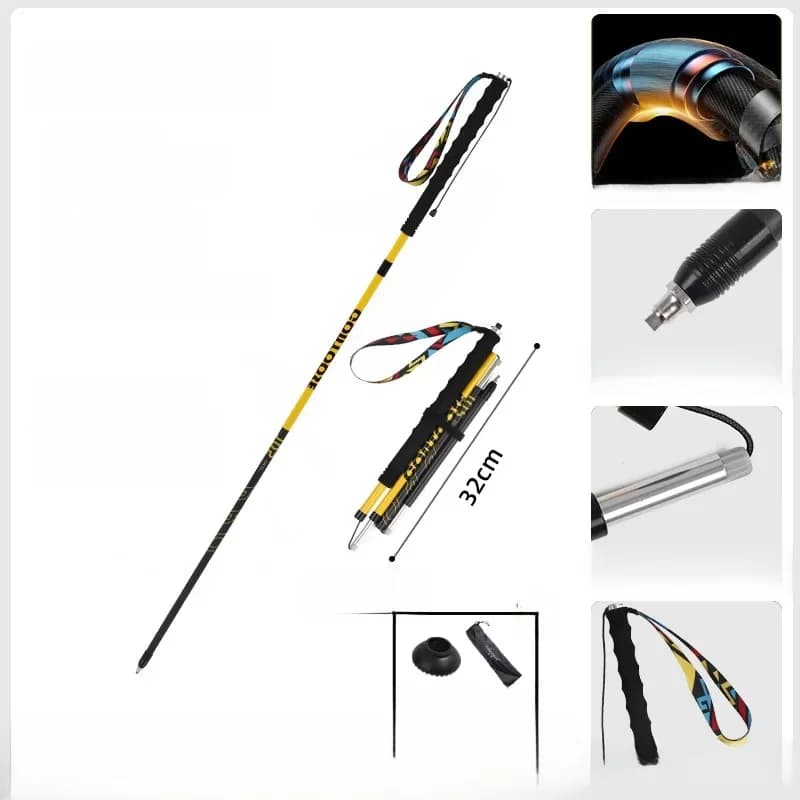 3K Carbon Fiber Ultralight Foldable Trekking Poles, Anti-Slip Hiking Sticks, Cross-Border Wholesale