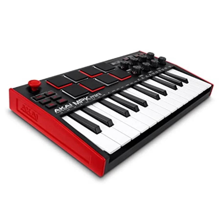 Controller MIDI USB MPK Mini MK3 con 25 Tasti, 8 Pad Retroilluminati e 8 Manopole in Nero per Software di Produzione Musicale e Na