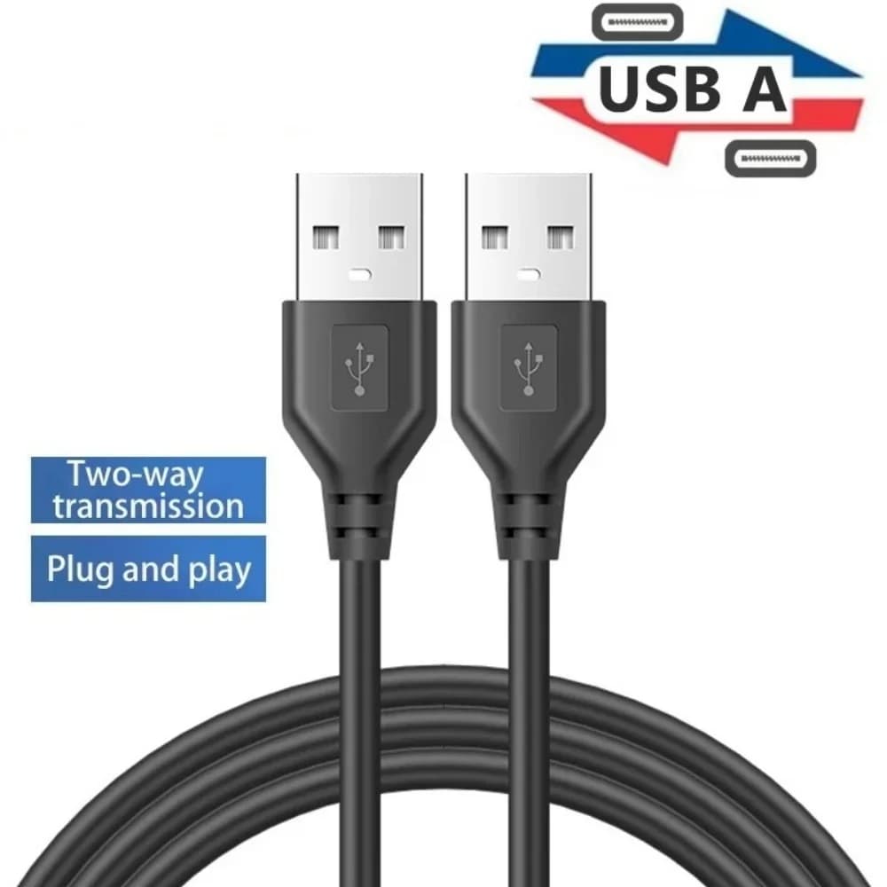 Dual USB 2.0 Male to Male Cable 0.5/1/1.5m USB A to A Data Transfer Cord for PC Cooler Hard Drive Webcam Camera Extension Wire