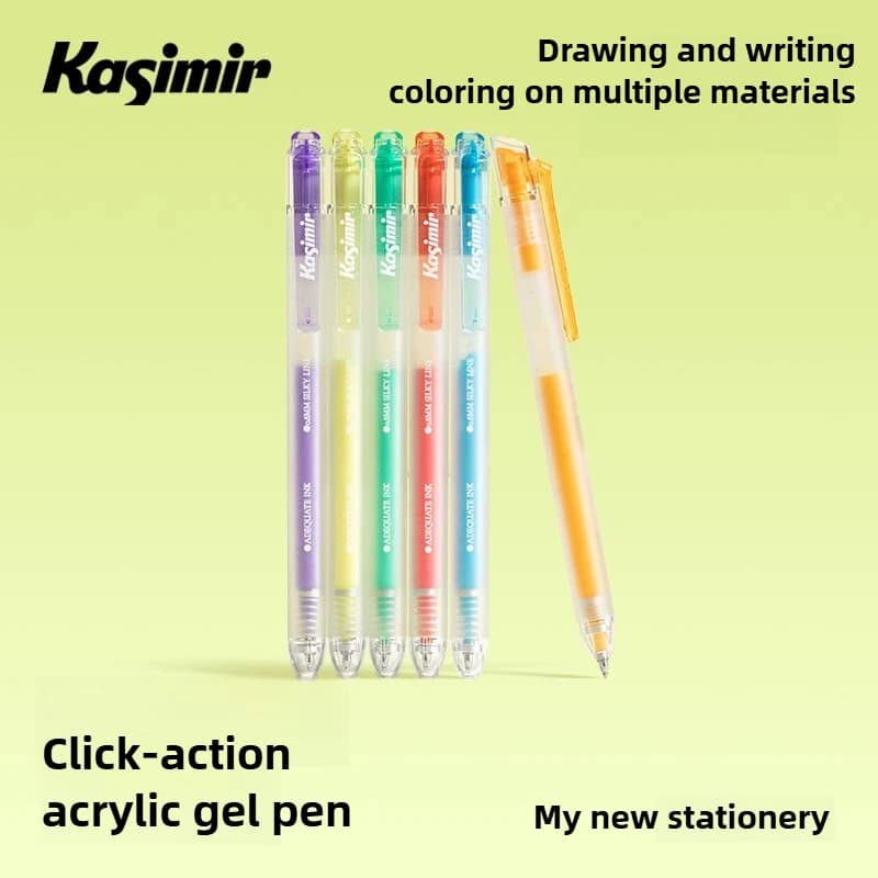 Kasimir Penne gel acriliche colorate con azione a clic Penna a sfera ad asciugatura rapida per evidenziare articoli di cancelleria per materiale scolastico da disegno